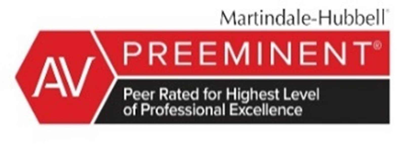 Martindal-Hubbel Preeminent Peer rated for highest level of professional excellence