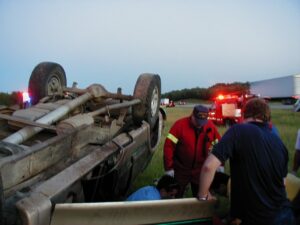 rollover tire failure , roof collapse, paralysis, ems life flight, truck rollover accident, pickup rollovers